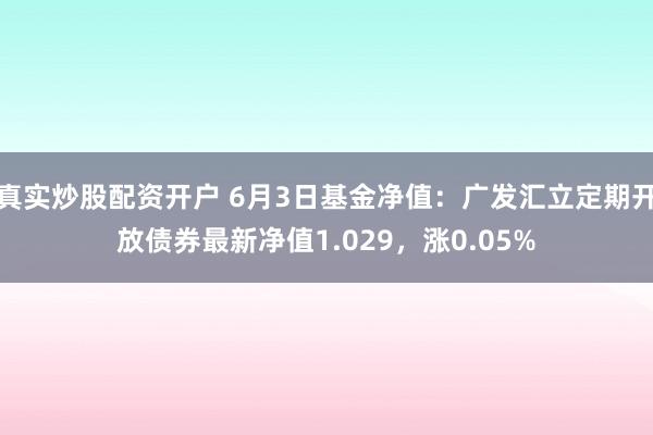 真实炒股配资开户 6月3日基金净值：广发汇立定期开放债券最新净值1.029，涨0.05%